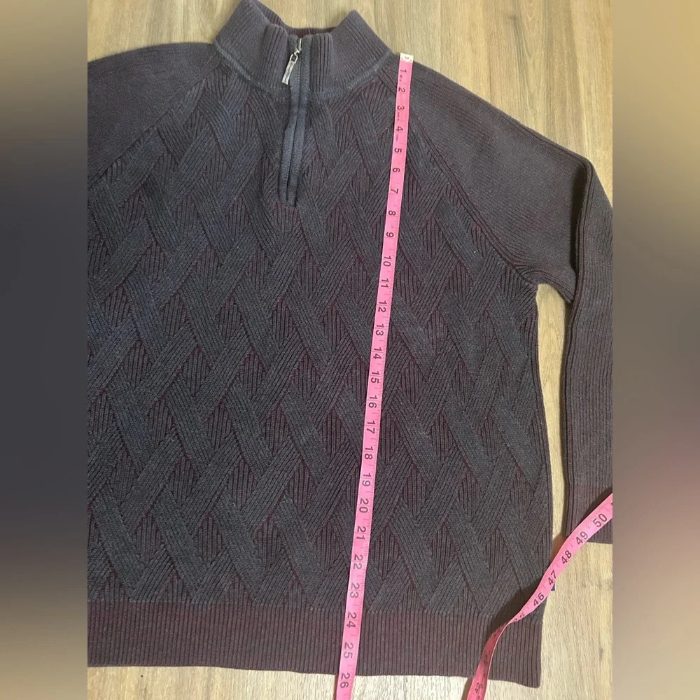 Tommy Bahama Dark Gray n Burgundy Quarter Zip-Up Men Sweater Size Large - Picture 4 of 11